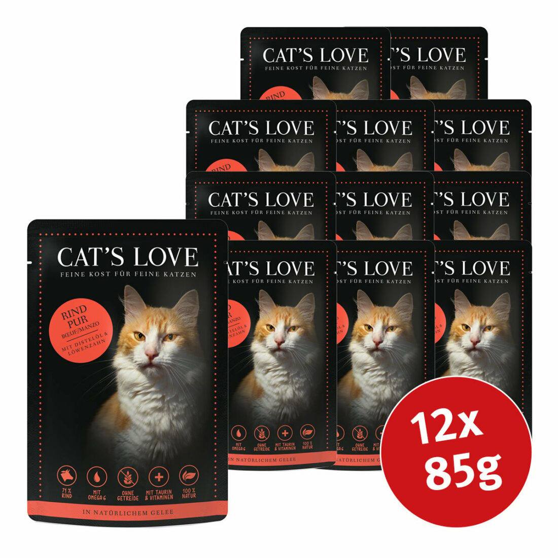 Cat's Love s čistým hovězím masem se saflorovým olejem